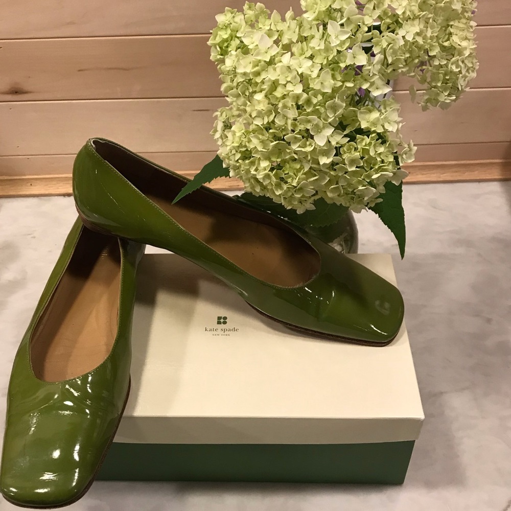 🇺🇸Kate Spade ♠️ Olive Patent Leather Flats